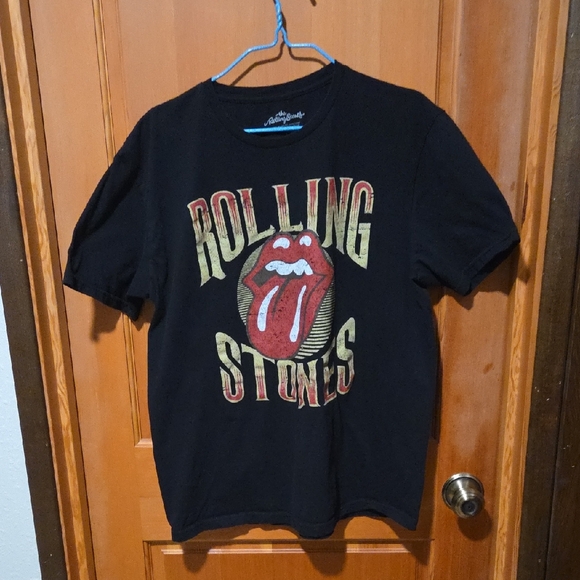 the Rolling Stones Other - The Rolling Stones Black Tee with Red and Gold Logo